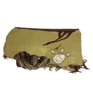 Handmade Lamb Leather Clutch with Agate & Feathers Hand painted in Venice Italy